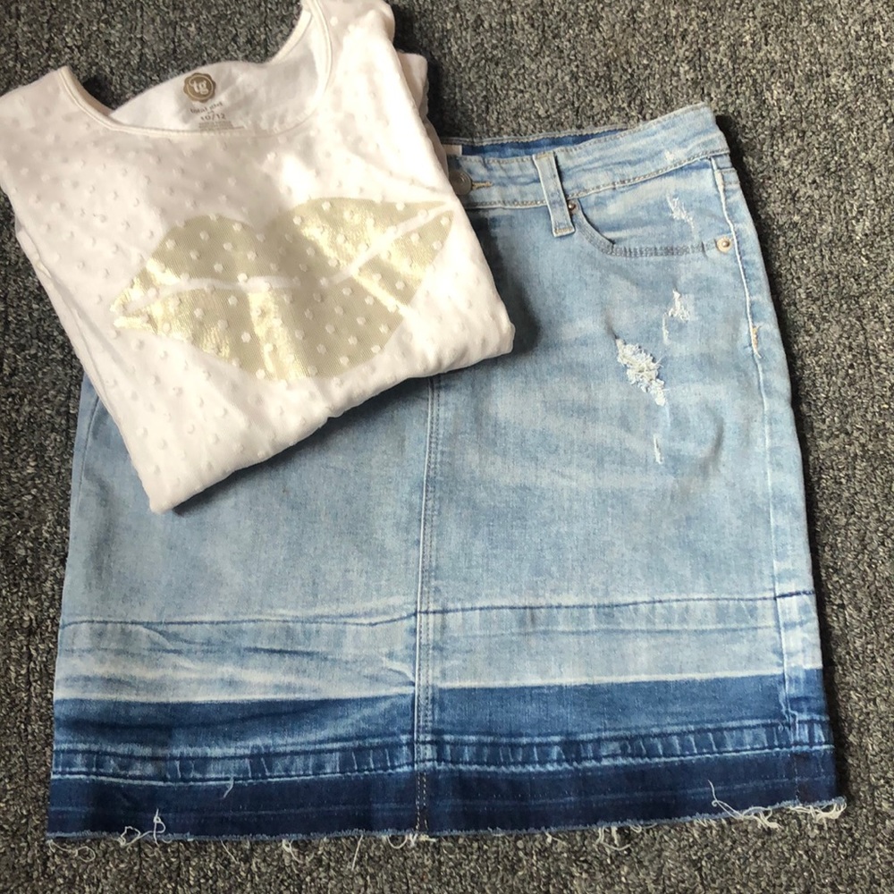 Girls shirt and jeans skirt